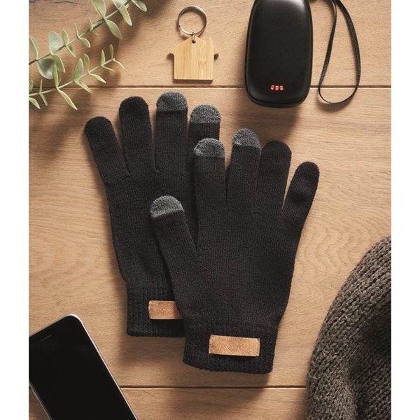 Obrázky: Čierne hmatové rukavice z RPET s korkovým štítkom, Obrázok 5