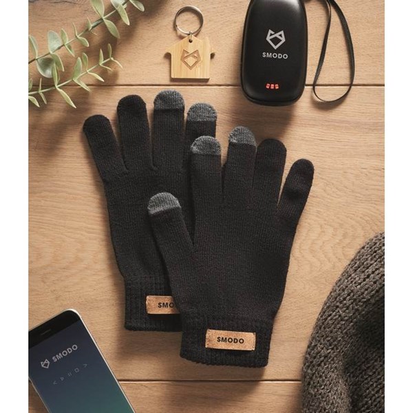 Obrázky: Čierne hmatové rukavice z RPET s korkovým štítkom, Obrázok 6
