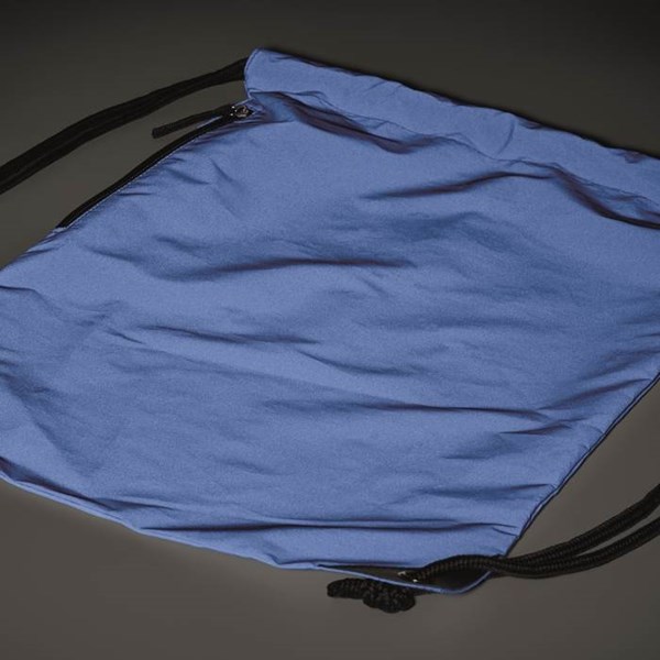 Obrázky: Modrý lesklý sťahovací ruksak, bočné vrecko, Obrázok 5