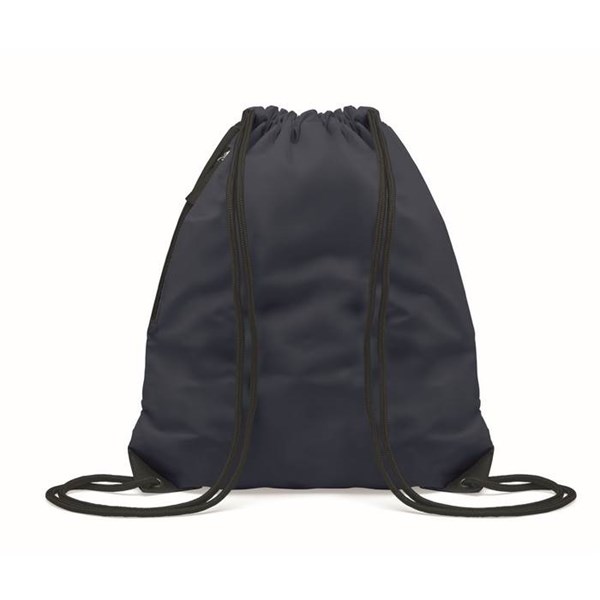 Obrázky: Modrý lesklý sťahovací ruksak, bočné vrecko, Obrázok 6
