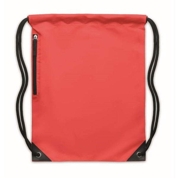 Obrázky: Červený lesklý sťahovací ruksak, bočné vrecko, Obrázok 2
