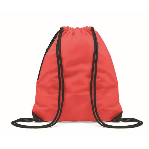 Obrázky: Červený lesklý sťahovací ruksak, bočné vrecko, Obrázok 6