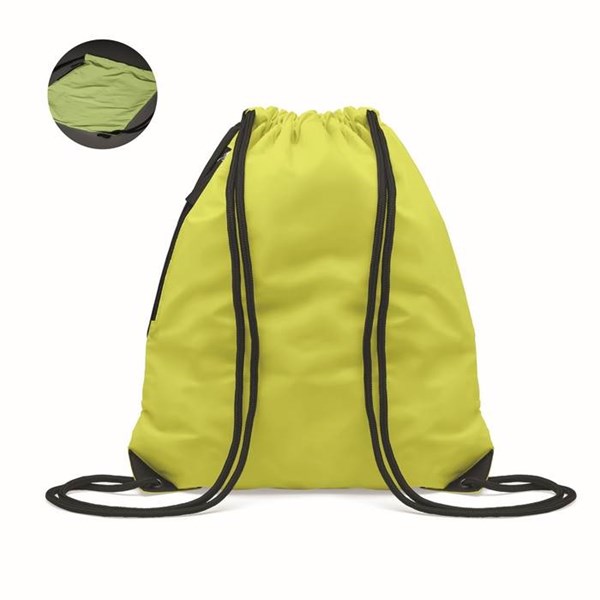 Obrázky: Žltý lesklý sťahovací ruksak, bočné vrecko, Obrázok 1
