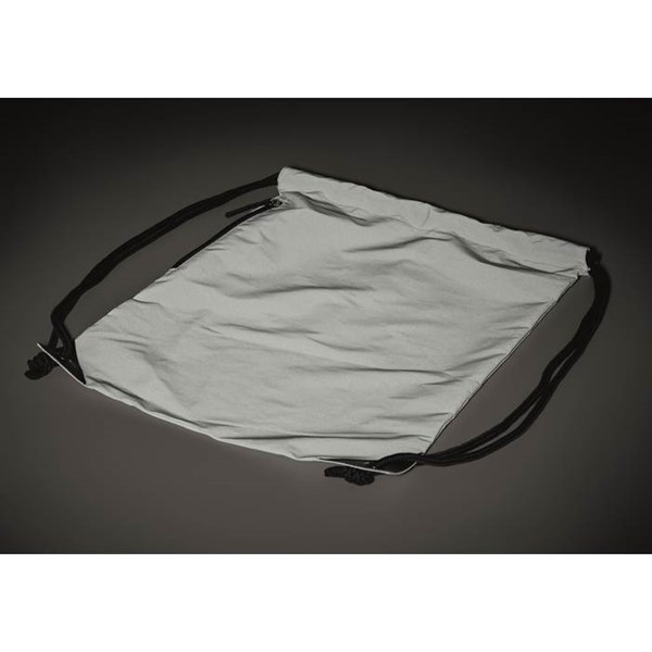 Obrázky: Biely lesklý sťahovací ruksak, bočné vrecko, Obrázok 5