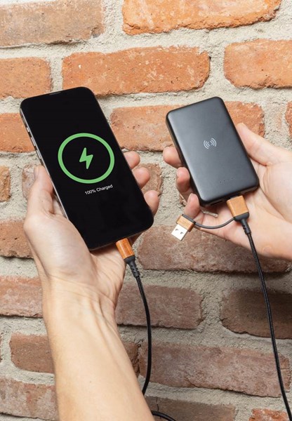 Obrázky: Čierna bezdrôtová powerbanka 5000 mAh, rec. plast, Obrázok 10