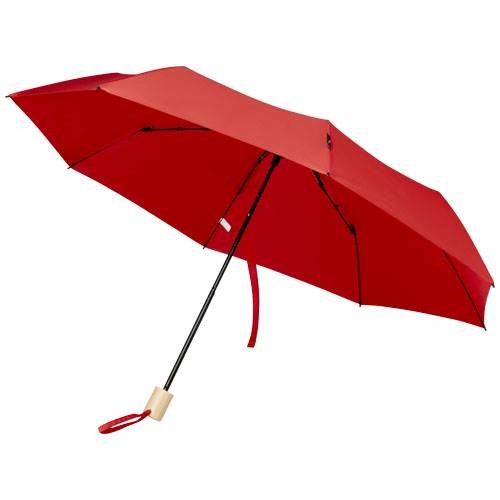 Obrázky: Skladací rPET vetru odolný dáždnik, červený