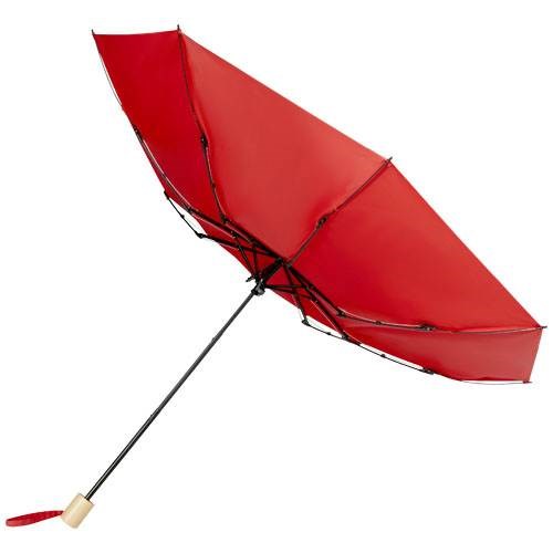 Obrázky: Skladací rPET vetru odolný dáždnik, červený, Obrázok 4