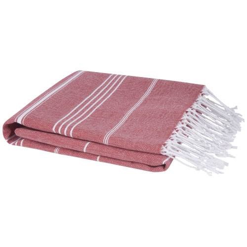 Obrázky: Červený bavlnený uterák hammam 100 x 180 cm