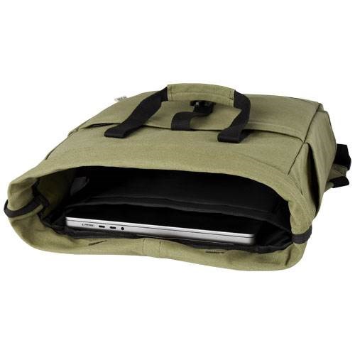 Obrázky: olívový ruksak na notebook z recyk.plátna GRS,15 l, Obrázok 5