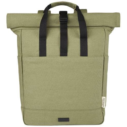 Obrázky: olívový ruksak na notebook z recyk.plátna GRS,15 l, Obrázok 8