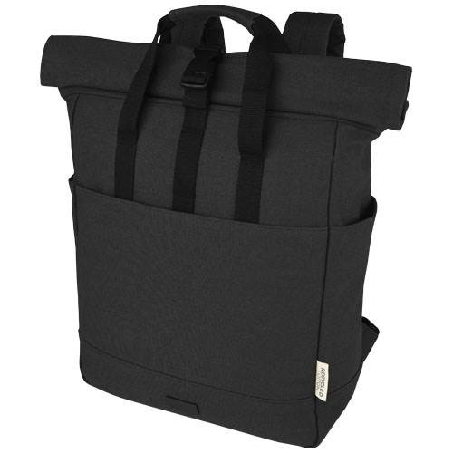 Obrázky: Čierny ruksak na notebook z recyk.plátna GRS, 15 l, Obrázok 1
