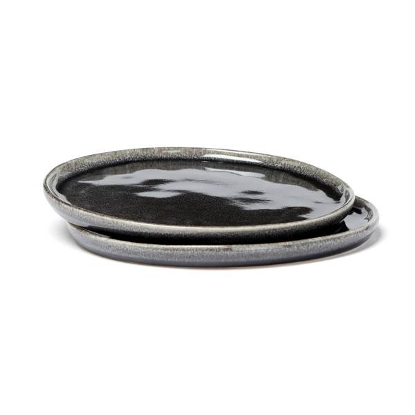 Obrázky: Čierny kameninový tanier 26,5 cm, sada 2 ks