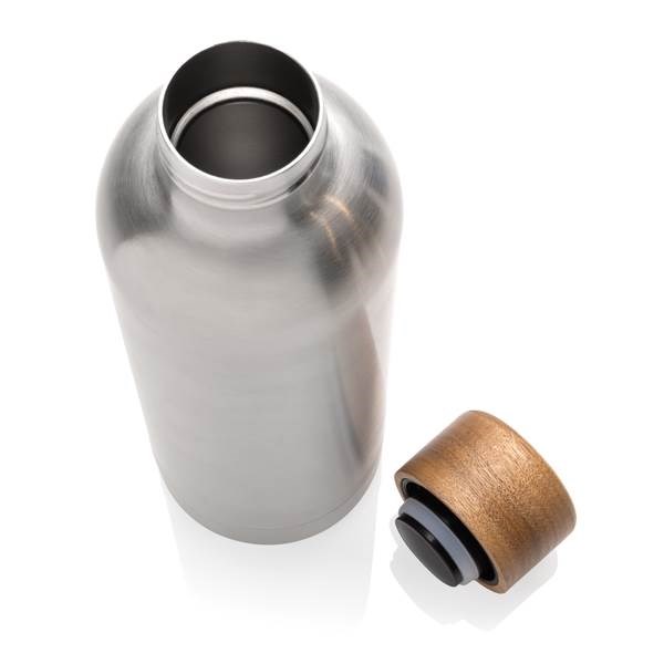Obrázky: Strieborná termofľaša Wood 0,5 l ,nerez oceľ, Obrázok 3