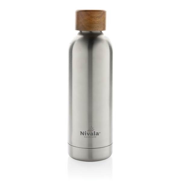 Obrázky: Strieborná termofľaša Wood 0,5 l ,nerez oceľ, Obrázok 4