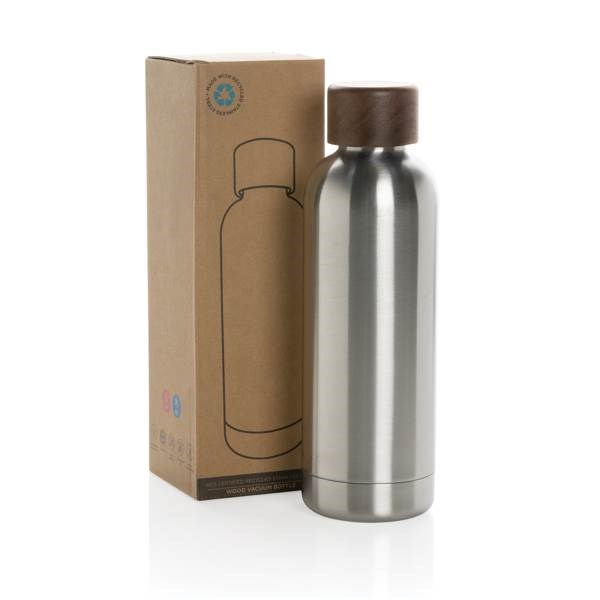 Obrázky: Strieborná termofľaša Wood 0,5 l ,nerez oceľ, Obrázok 8