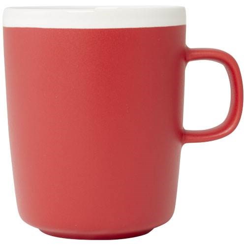 Obrázky: Červený keramický hrnček 310ml s bielym okrajom, Obrázok 5