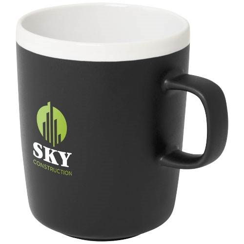 Obrázky: Čierny keramický hrnček 310ml s bielym okrajom, Obrázok 4