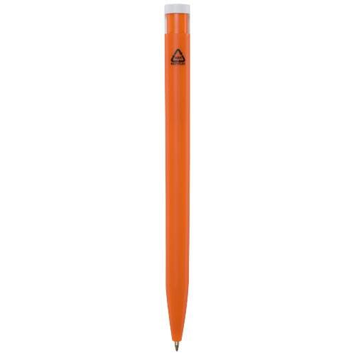 Obrázky: Oranžové guličkové pero, biely klip,rec. plast, MN, Obrázok 2