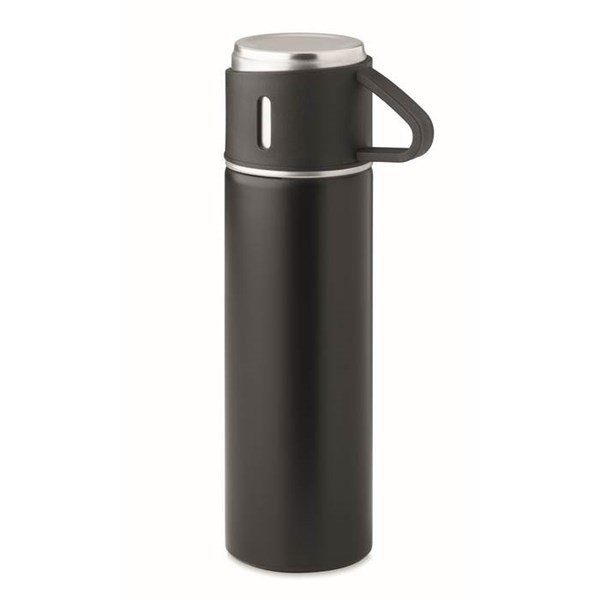 Obrázky: Čierna nerezová termoska 420ml s hrnčekom 150ml