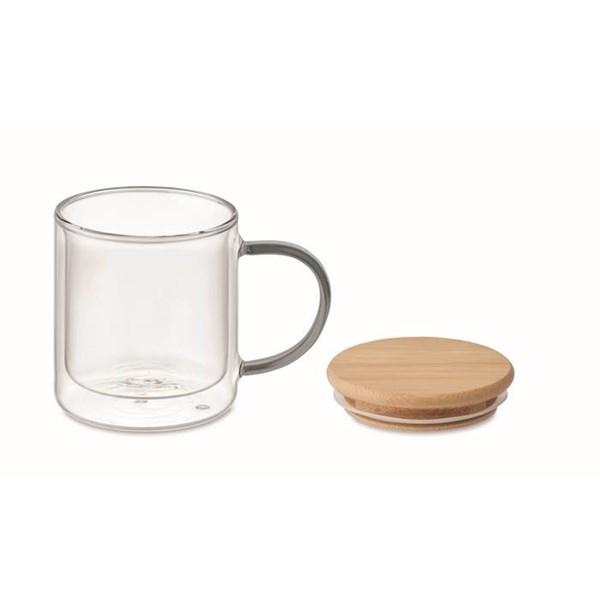 Obrázky: Dvojstenný sklenený hrnček 300ml, šedé ucho, Obrázok 3