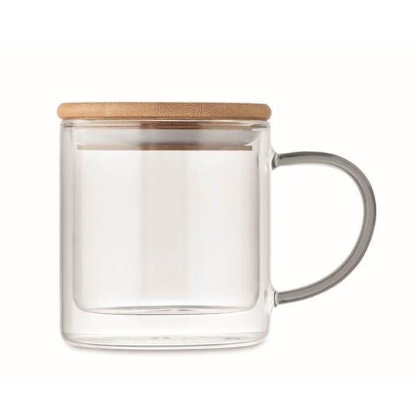 Obrázky: Dvojstenný sklenený hrnček 300ml, šedé ucho, Obrázok 5