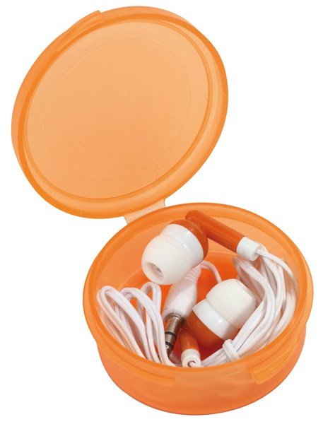 Obrázky: Slúchadlá s 3,5mm jackom, oranžová guľatá krabička