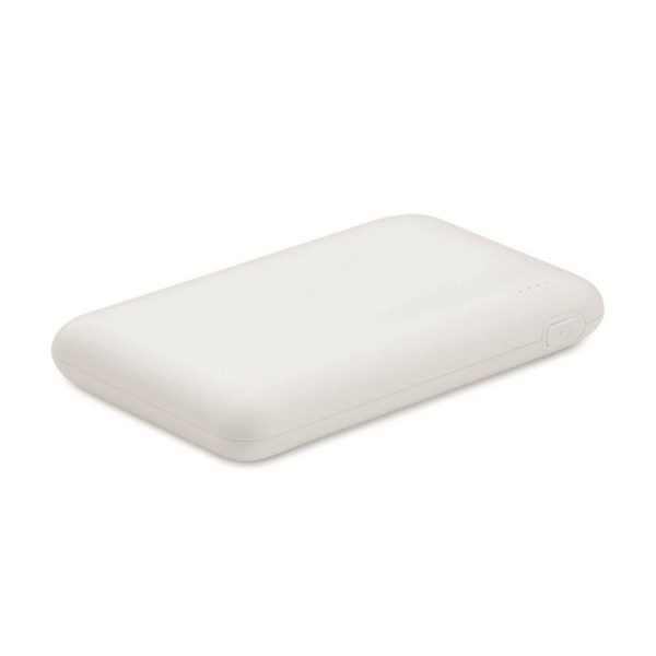 Obrázky: Powerbanka 5000 mAh z recykl. ABS, biela, Obrázok 2
