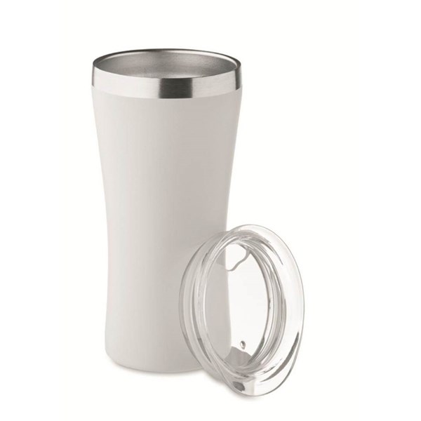 Obrázky: Malý termohrnček z rec. nerezu 160 ml, biely, Obrázok 2