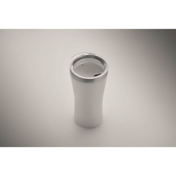 Obrázky: Malý termohrnček z rec. nerezu 160 ml, biely, Obrázok 3