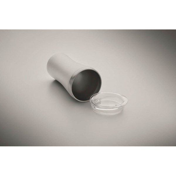 Obrázky: Malý termohrnček z rec. nerezu 160 ml, biely, Obrázok 4