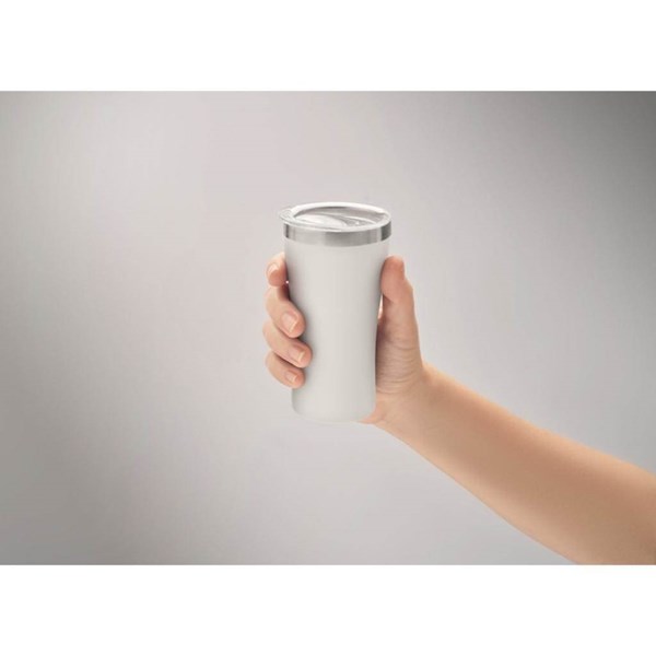 Obrázky: Malý termohrnček z rec. nerezu 160 ml, biely, Obrázok 5