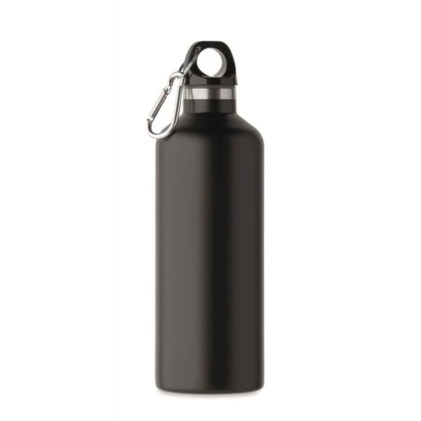 Obrázky: Dvojstenná fľaša 500 ml z recykl. nerezu, čierna