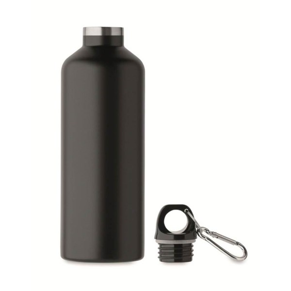 Obrázky: Dvojstenná fľaša 500 ml z recykl. nerezu, čierna, Obrázok 2