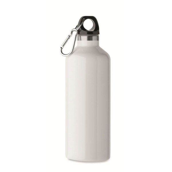 Obrázky: Dvojstenná fľaša 500 ml z recykl. nerezu, biela