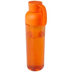 Obrázky: Oranžová 600ml RPET fľaša na vodu. silik. pútko