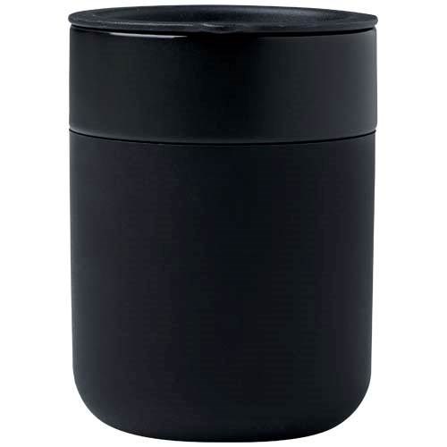 Obrázky: Keramický hrnček 330ml, silik obal, viečko, čierna, Obrázok 5