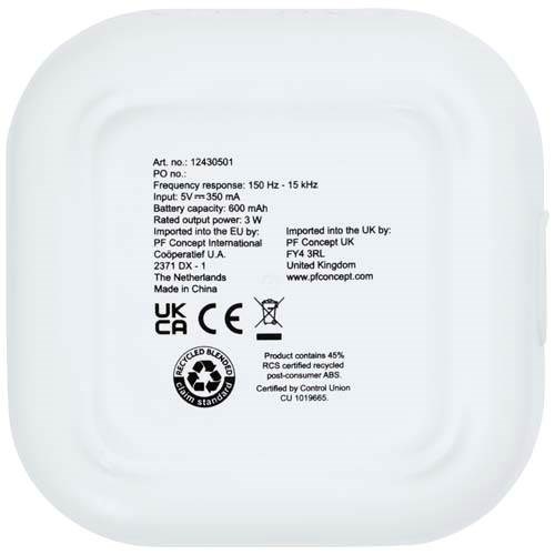 Obrázky: Biely mini 3W Bluetooth® reproduktor z rec. plastu, Obrázok 2