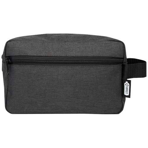 Obrázky: Čierna žíhaná toaletná taška z GRS RPET, 1,5 l, Obrázok 4