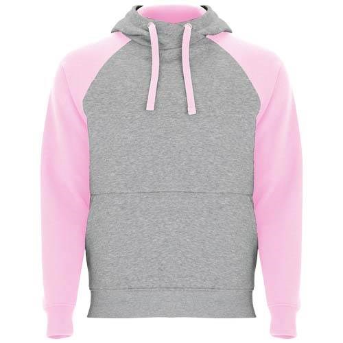 Obrázky: Unisex mikina Badet,kapucňa 280 šedá/sv.ružová 3XL