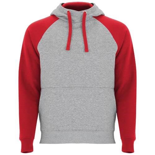 Obrázky: Unisex mikina Badet,kapucňa 280 šedá/ červená 3XL
