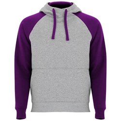 Obrázky: Unisex mikina Badet,kapucňa 280 šedá/ fialová 3XL
