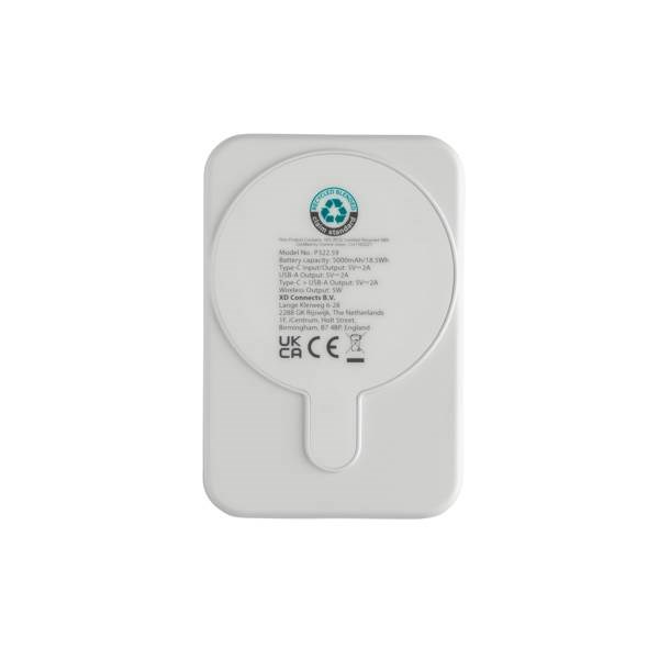 Obrázky: Bezdrôtová magnetická powerbanka 5000mAh 5W, biela, Obrázok 4