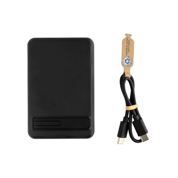 Obrázky: Bezdrôt. magn. powerbanka 5000mAh 5W bambus,čierna, Obrázok 2