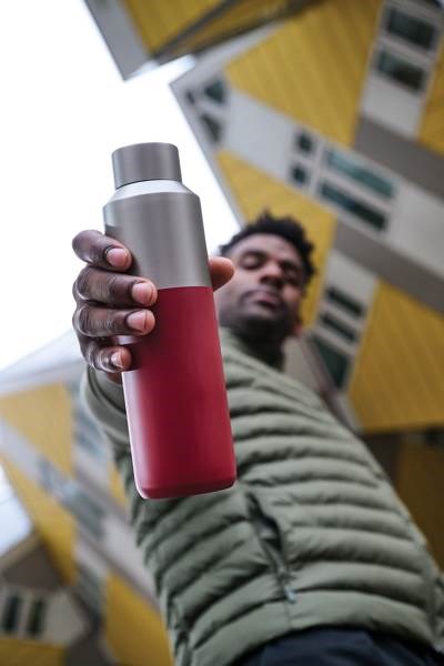 Obrázky: Fľaša  na vodu 600ml z RCS recykl. ocele, červená, Obrázok 7
