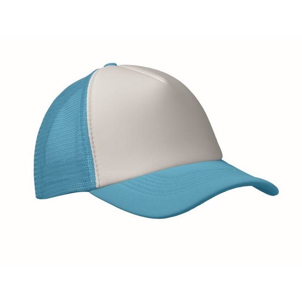 Obrázky: 5panel. čiapka pre vodičov kamiónov, biela-tyrkys.