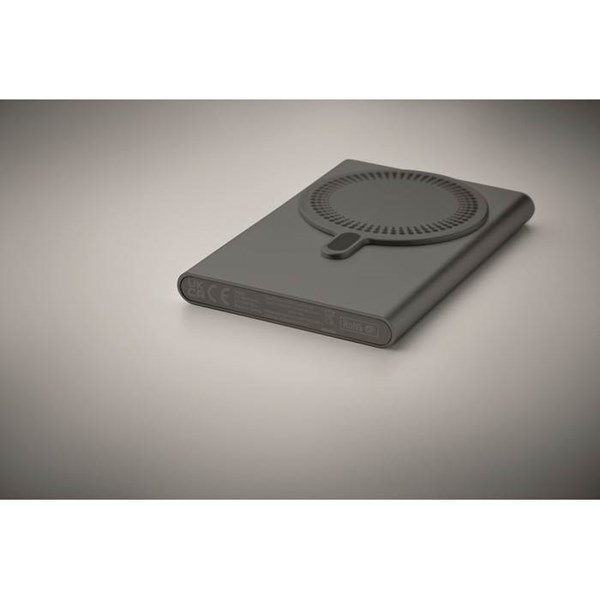 Obrázky: Powerbanka 5000 mAh s bezdr.magnet.nab.,titánová, Obrázok 3