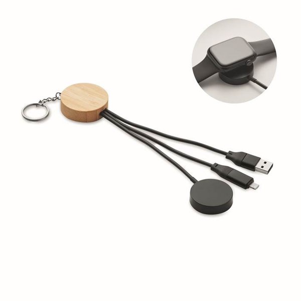 Obrázky: Bambus. prívesok na kľúče s káblom 4v1, čierny