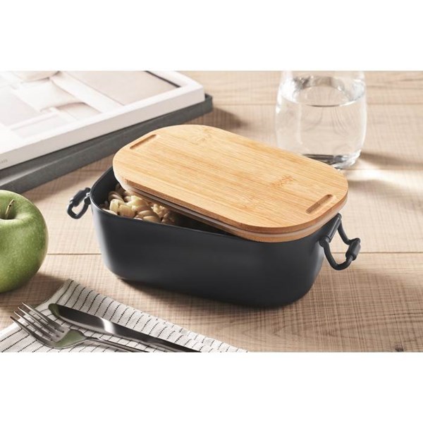 Obrázky: Obed.krabička z PP 700 ml,bambus. veko,nám.modrá, Obrázok 8