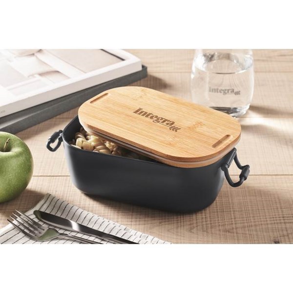 Obrázky: Obed.krabička z PP 700 ml,bambus. veko,nám.modrá, Obrázok 9