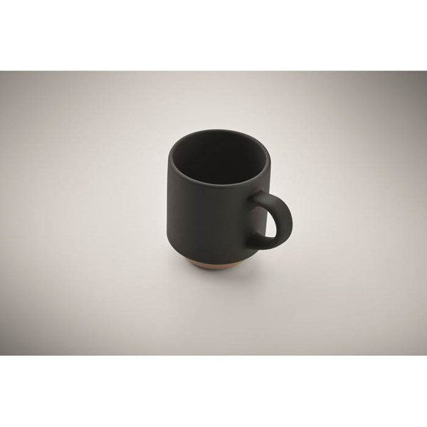 Obrázky: Keramický stohovateľný hrnček s uchom 170ml,čierny, Obrázok 2